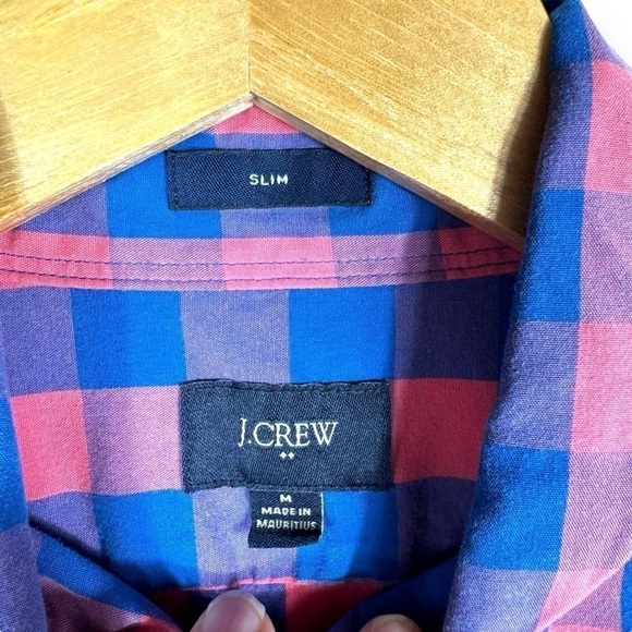 4 for $40 SALE!J Crew Factory Slim Button Down Shirt, Pink/Blue Gingham, Size M - Picture 5 of 11